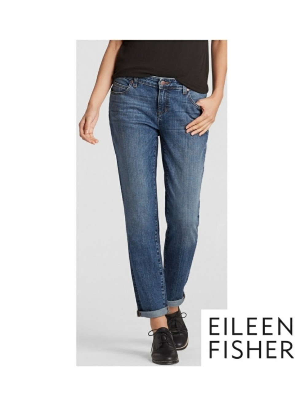 NWOT Eileen Fisher “Boyfriend Jean” Organic Cotton Size:14 - Picture 3 of 14
